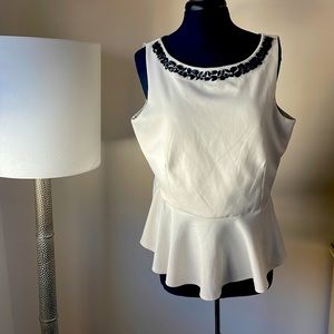 Ivory and Black Beaded Peplum